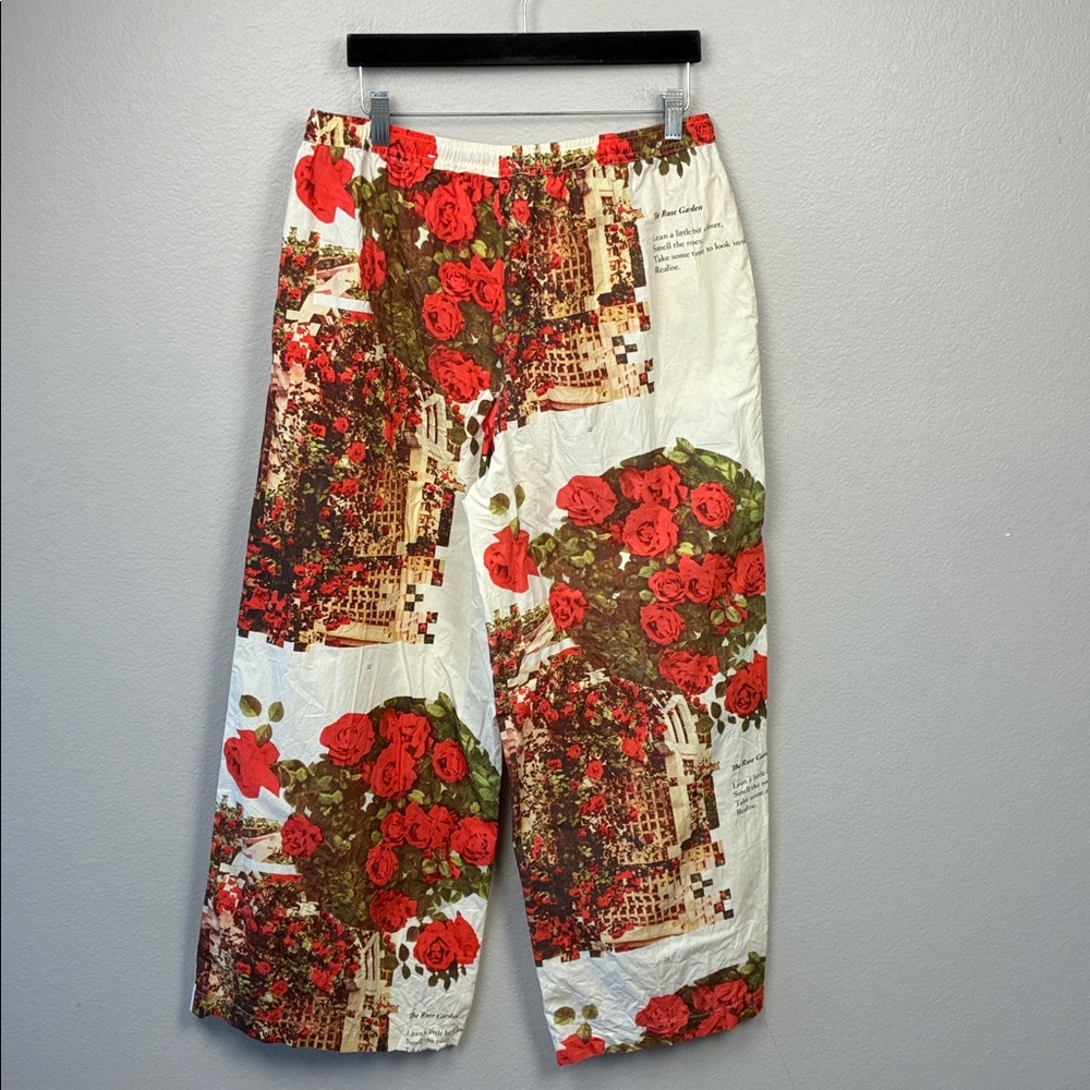 House of Sunny Rose Garden Pants Cotton Drawstring Pockets Red Floral Revolve 8 - Picture 7 of 11